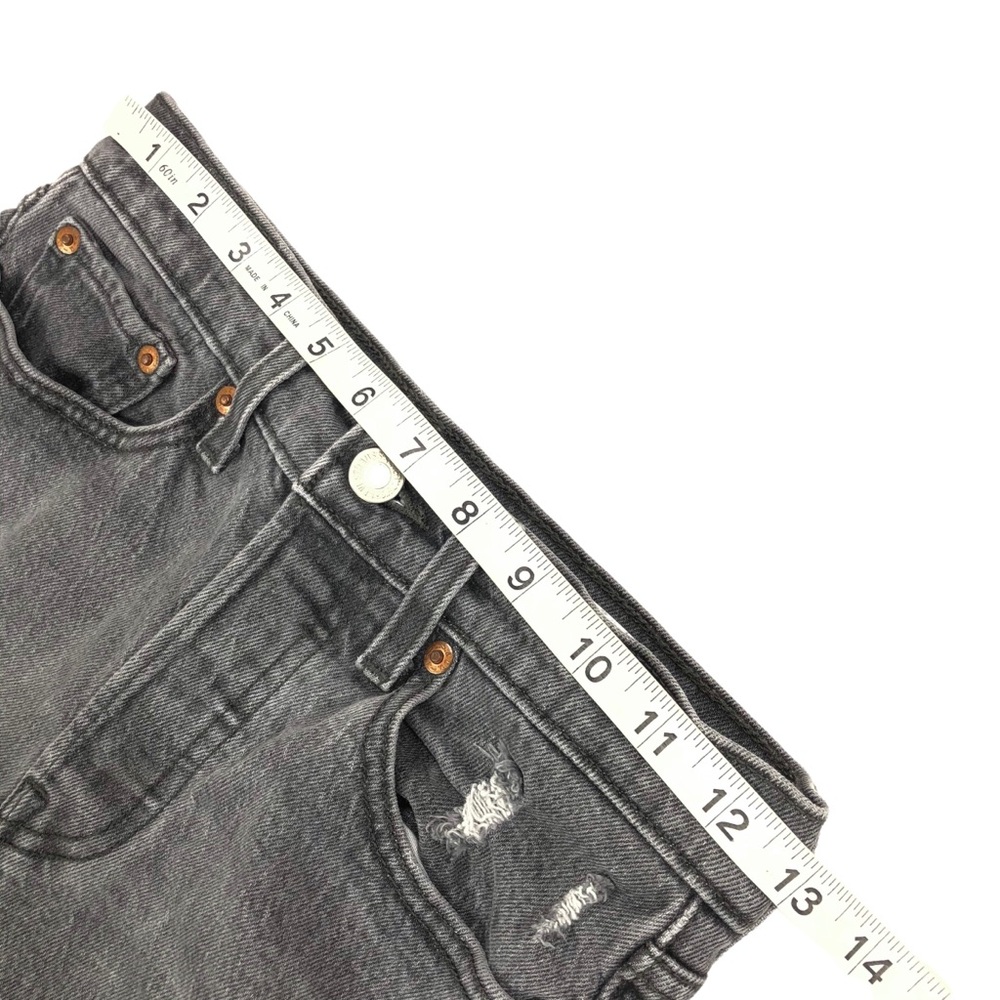 Levi's Wedgie Straight Jean Women Size 24 24X25.5 Gray Mid Rise Distress Raw Hem - Picture 8 of 12